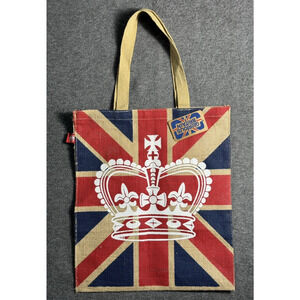Dufry Union Jack and Crown Jute Tote Carrier Bag with Handles